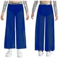 thumbnail image 5 of TiaoBug Kids Girls High Waisted Sequins Side Slit Chiffon Wide Leg Pants Belly Dance Performance Bottoms Blue 16, 5 of 7