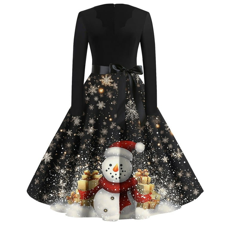 Christmas Dresses for Women Women's Casual Fashion Print Long