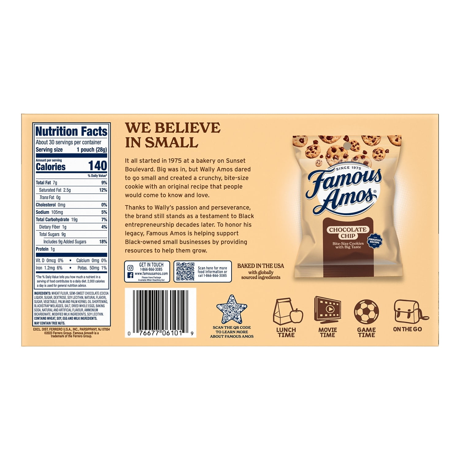 Ferrara Famous Amos Wonders From the World Belgian Chocolate Cookies 1 oz. 30/Carton (FER06100)