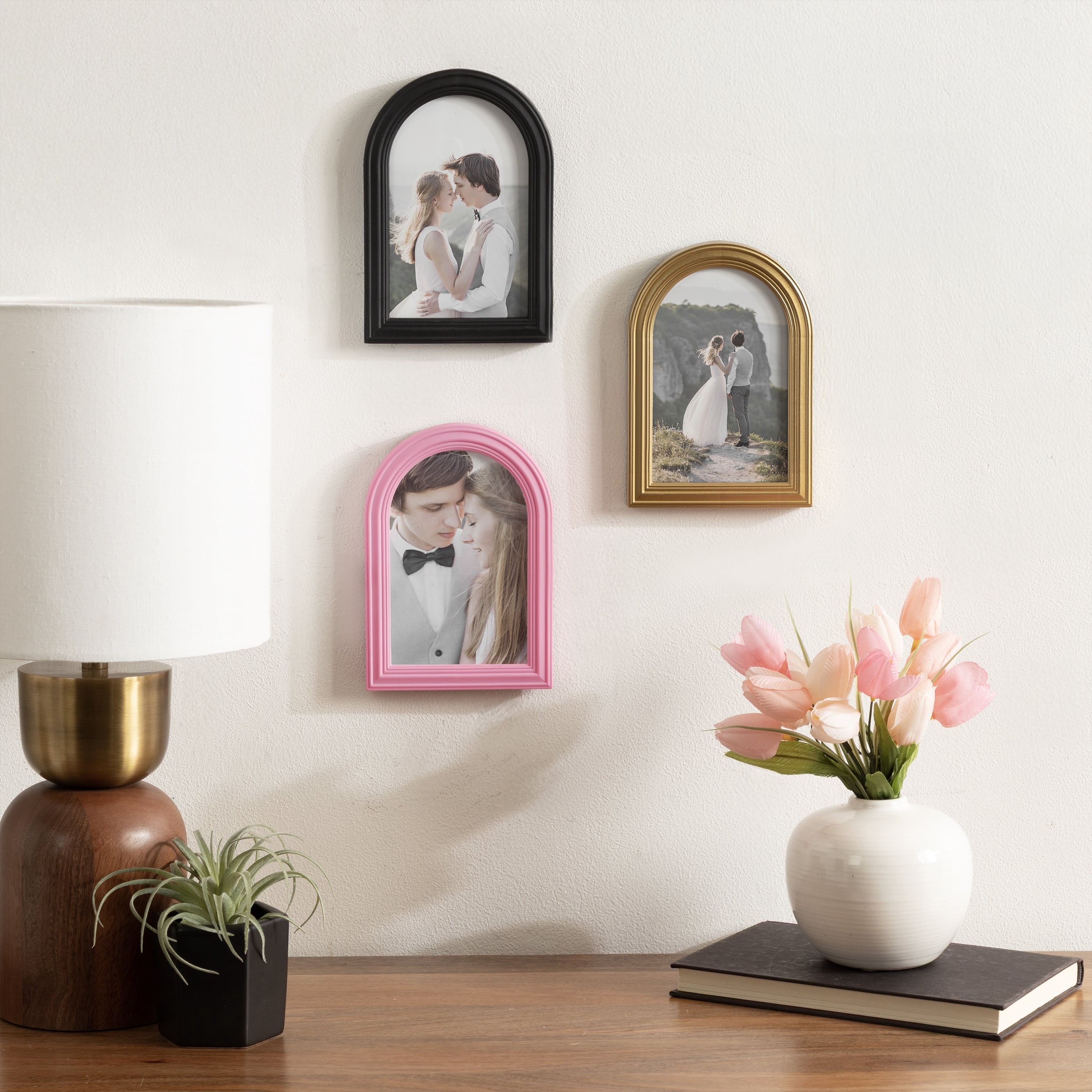 DesignOvation 4x6 Arch Pink Decorative Tabletop Picture Frame