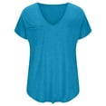 thumbnail image 3 of Yuyuzo Plus Size Tops for Women Oversized T Shirts Short Sleeve Shirts Deep V Neck Loose Fitted Tees Solid Color, 3 of 5