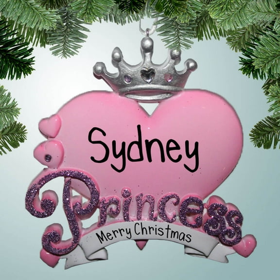 Princess Heart with Crown - Personalized Christmas Ornament - Perfect Stocking Stuffer - Great Gift Ideas