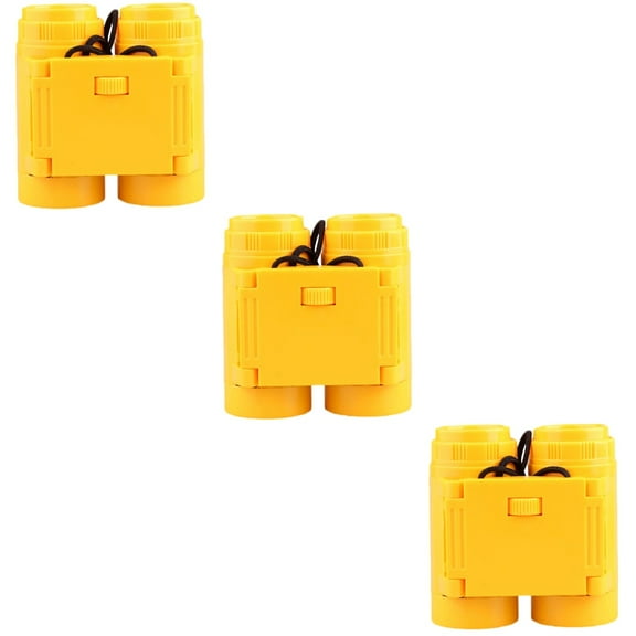 Set of 3 Binoculars for Bird Watching Focusing Telescope Child Yellow
