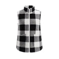 thumbnail image 5 of Kinrui Women's Plaid Fleece Vests Tops Zip Up Collarless Sleeveless Fall Jacket Lightweight Fuzzy Outerwear with Pockects Black XXL, 5 of 5