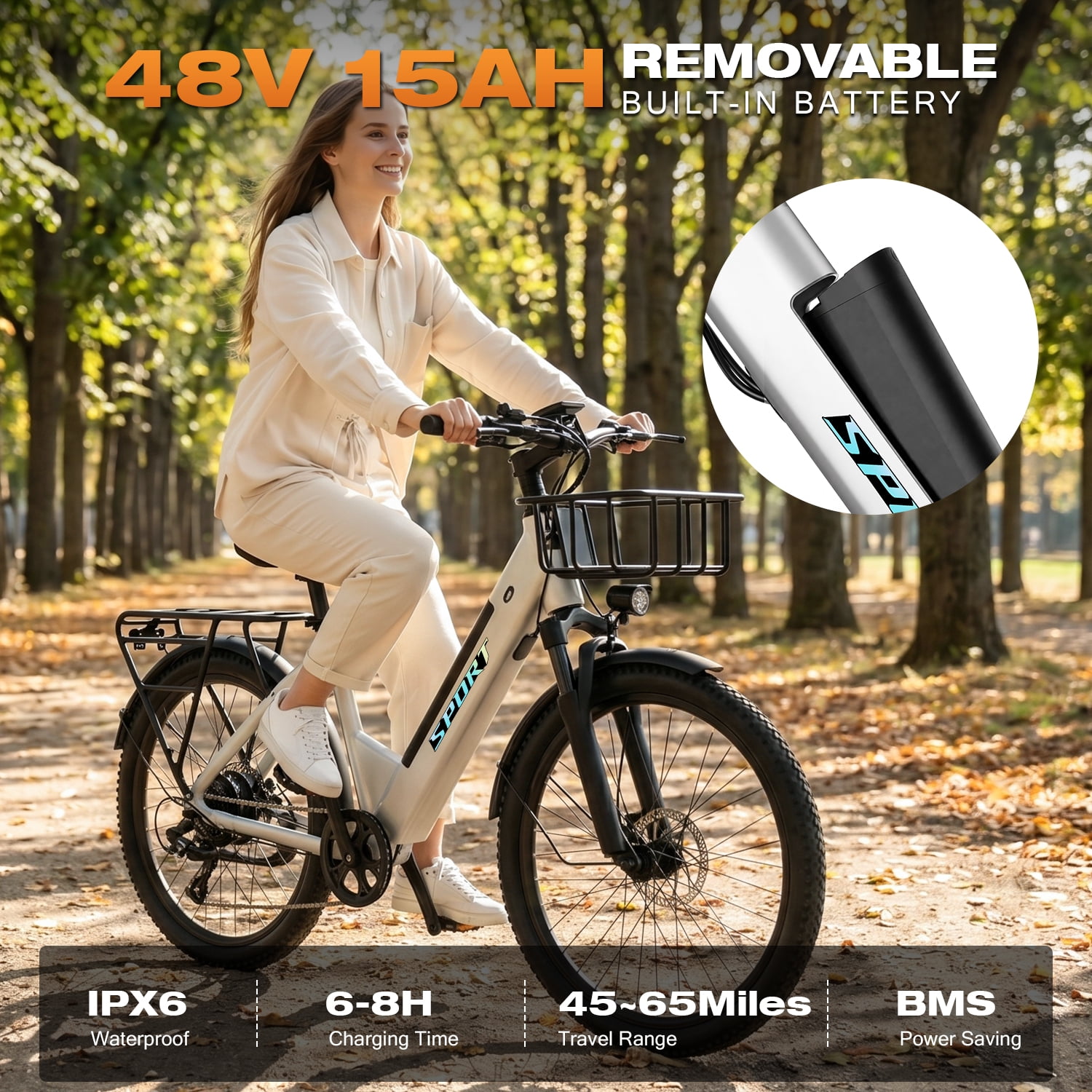 ASKGO F29-1800W Electric Bike with Rear Seat & Front Basket , 720Wh Built-in battery , 30MPH Off-Road Ebike, 26" E- Mountain /Beach Bike,Commute Electric Bicycle​​，All-Terrain Unisex ebikes，UL2849
