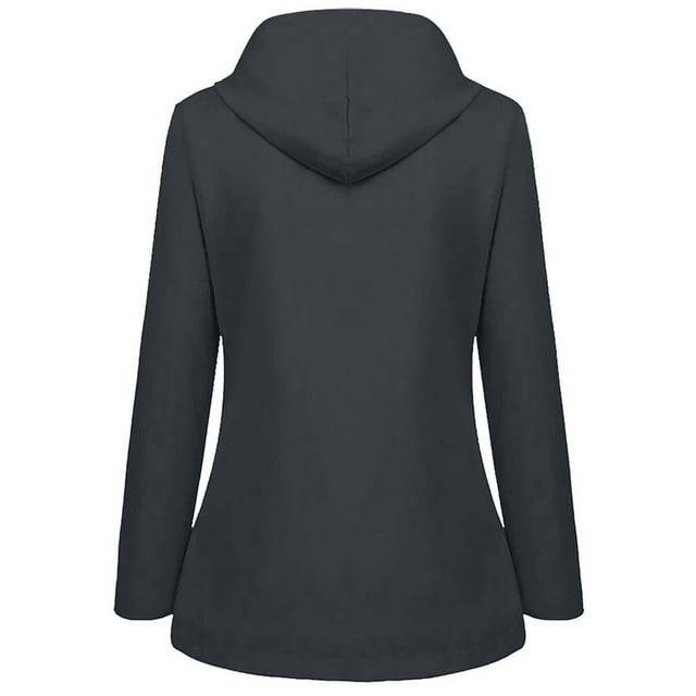 Women Plush Rain Outdoor Hooded Raincoat Windproof Jacket Coat
