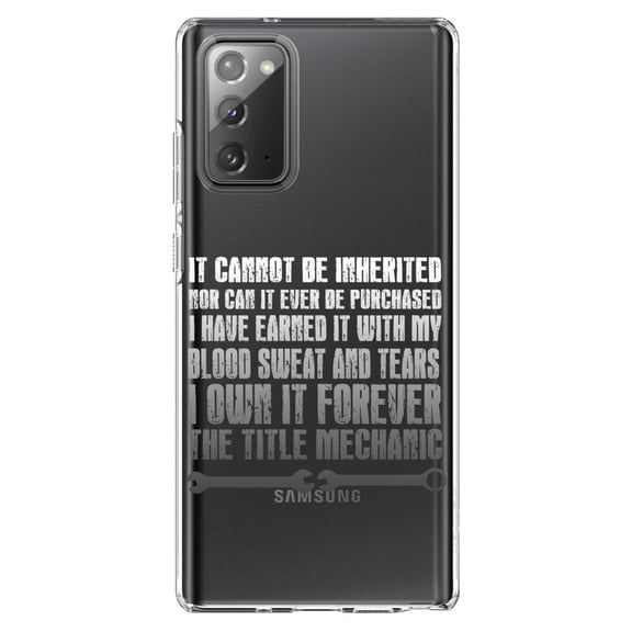 DistinctInk Clear Shockproof Hybrid Case for Galaxy Note 20 ULTRA (6.9" Screen) - TPU Bumper Acrylic Back Tempered Glass Screen Protector - Mechanic Can't Be Inherited Purchased