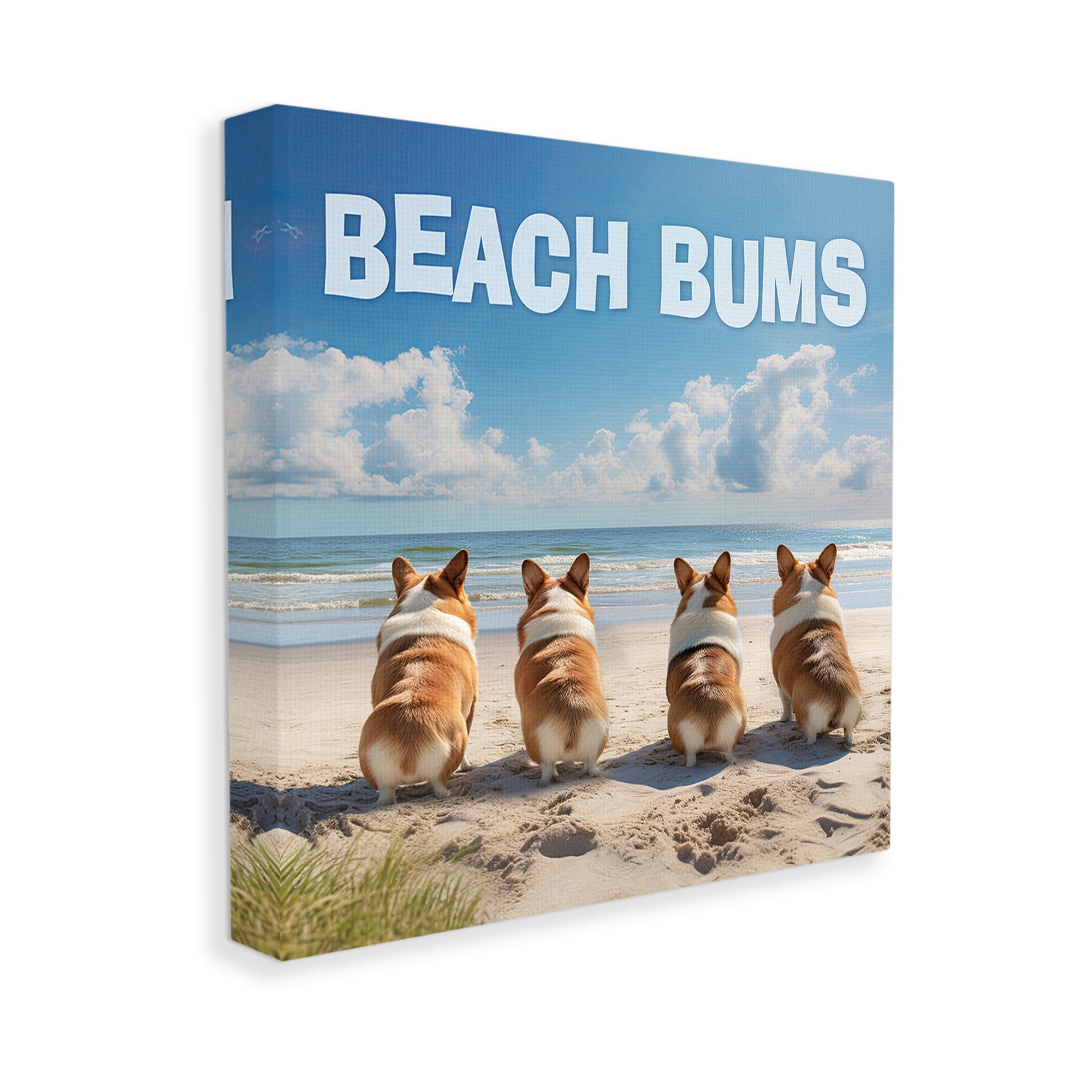 Stupell Industries Beach Bums Corgis Animals & Insects Painting Gallery Wrapped Canvas Art Print Wall Art, 30 x 30