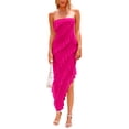 thumbnail image 1 of Vestido PRETTYGARDEN 2025 Largo sin Tirantes con Volantes Rojo Rosa Talle M, 1 of 8