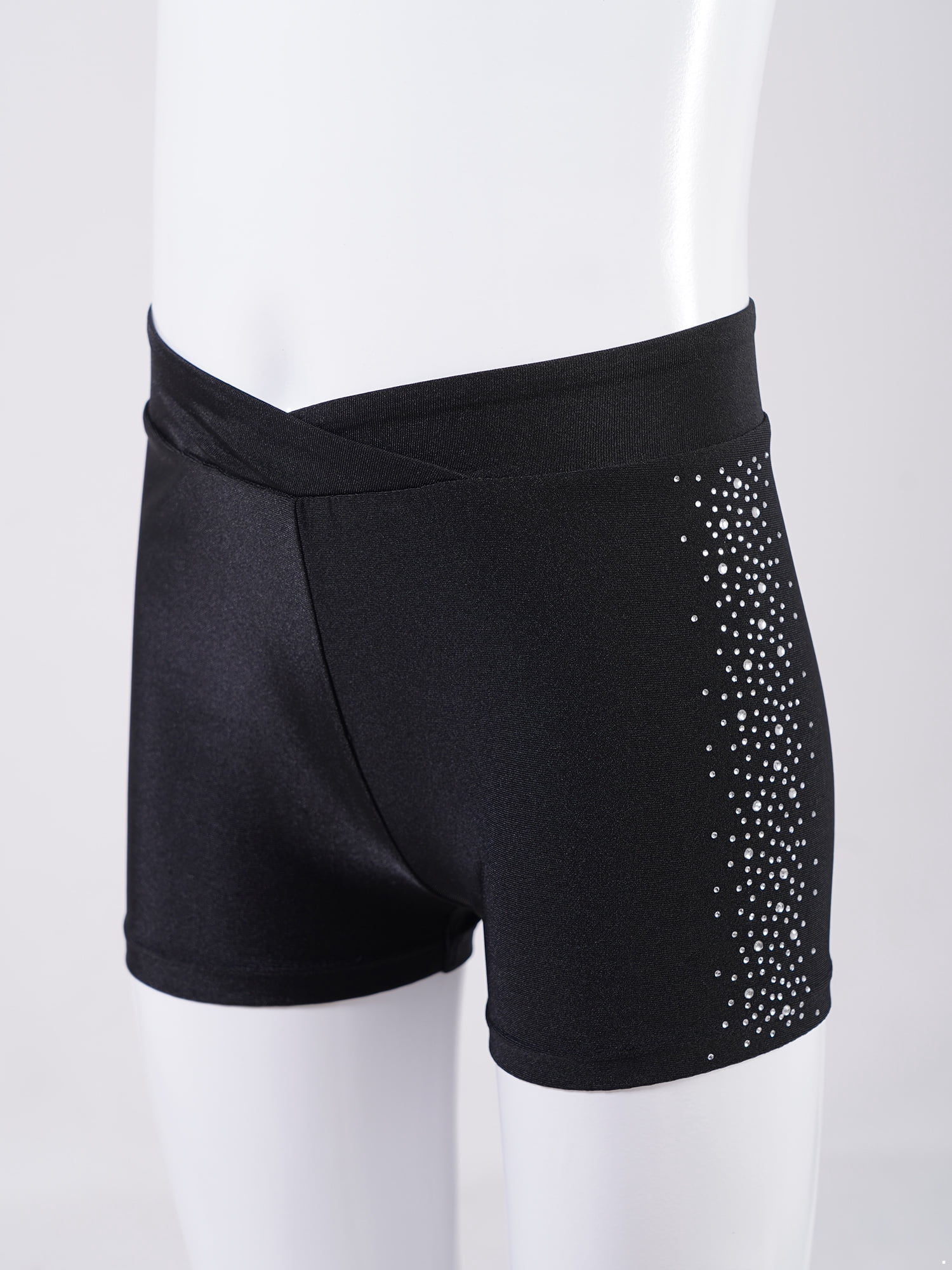 Short Gymnastique Fille Strass Brillants | Short Patinage Artistique Danse Yoga | Pantalon Court Sport Strassé Enfant