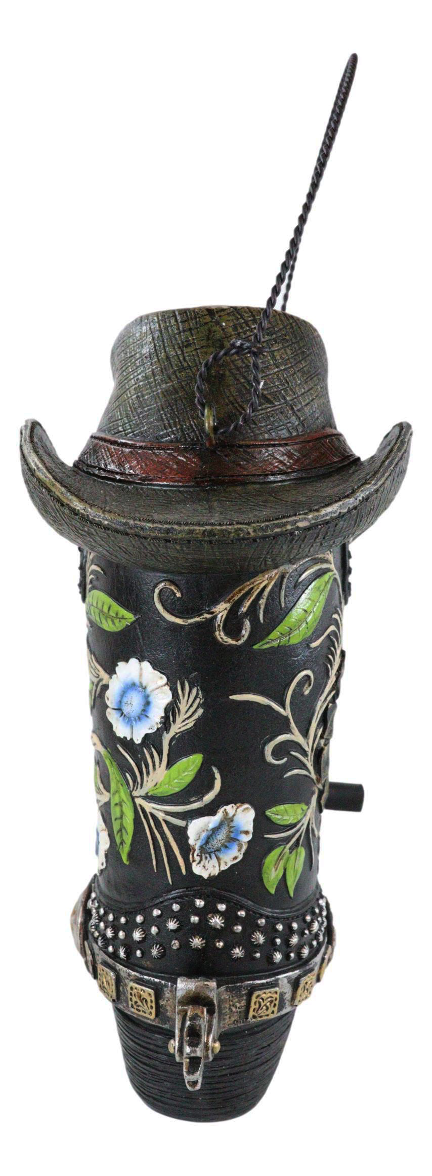Ebros Gift Western Floral Cowboy Boots Bird Feeder with Hanger, Multi-Color (2 Pack)