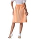 thumbnail image 3 of Falda Midi A-Line de Rayas para Mujer INSPIRE CHIC con Cintura Alta Elástica y Cierre de Botón en Color Naranja, 3 of 6