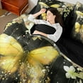 thumbnail image 4 of Castle Fairy Flying Butterfly Girl Boy Bedding Comforter Set 7 Pieces,Chic Yellow Flowers Full Bedding Set Lightweight,Dreamy Princess Fitted Sheet Flat Sheet,Lightweight Room Decor,Reversible, 4 of 8