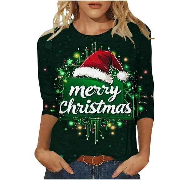 Winter Saving Talove Long Sleeve Shirts for Women Graphic Printed Sweatshirt Women Fall Clothes Long Sleeve Shirts Womens Tops Trendy 2025 Christmas Shirts