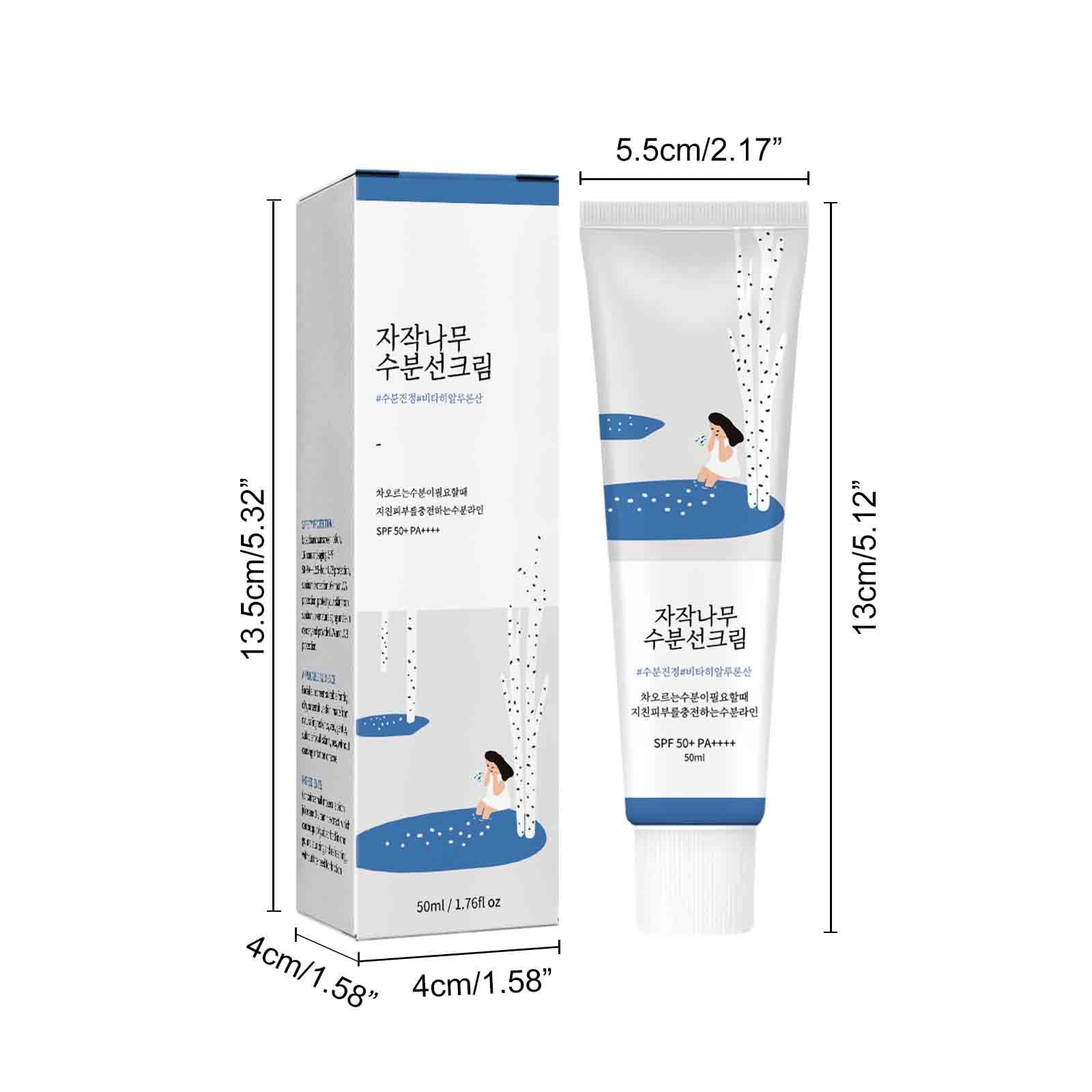 Birch Moisturizing Sunscreen - Sunscreen SPF50+ PA++++, Birch Moisturizing Sun Cream, Korean Sunscreen Non-Greasy Fast-Absorbing