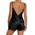thumbnail image 5 of Women's Plus Size Pajama Set Short Strap Sleeveless Top & Shorts Solid Color Sexy Sleepwear Loungewear for Women Spring Summer Nightwear Black L, 5 of 5
