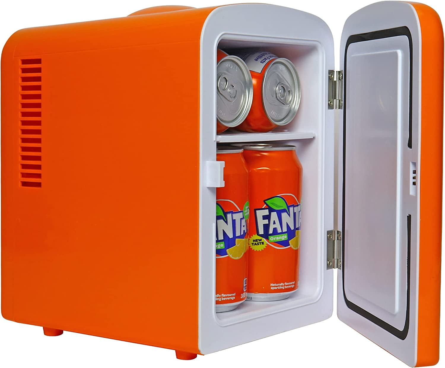 4 Liter  Fridge with 6 Can Capacity - Portable Cooler for Beverages, Food, Orange