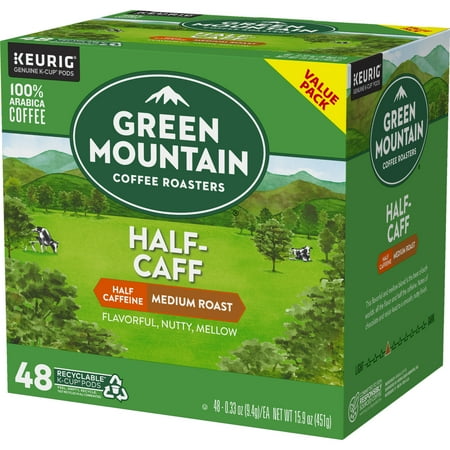 Green Mountain Coffee Half-Caff, Keurig K-Cup Pods, Medium Roast, 96ct (2 Boxes of 48 K-Cups) (2 pack)