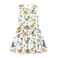 thumbnail image 3 of FOR U DESIGNS Cartoon Dinosaur Girls Sleeveless A Line Dress Summer Spring Beach Outfits Cute Flare Midi Dress Casual Dress Shirts for Kids Toddler 15-16 Years, 3 of 6