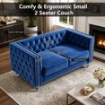 thumbnail image 6 of HUMEHA 59 Inch Navy Blue Velvet Tufted Loveseat, Square Arms with Button Detail, Nailhead Trim, Crystal Acrylic Legs for Living Room, Bedroom, 6 of 8