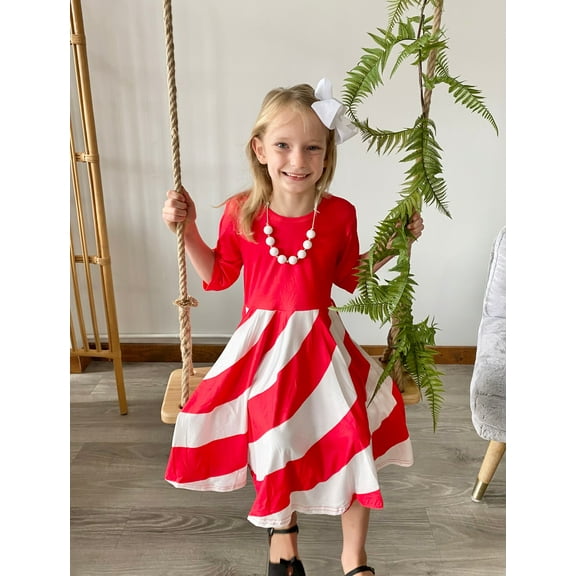 Candy Cane Swirl Dress Matching Set