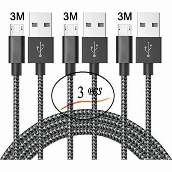 [3 Pack] Câble Micro USB 3M, Câble de Charge Micro USB pour Samsung Galaxy S7 Edge S6 S5 S4 S3, Note 5, WIKO, ASUS, HUAWEI, HTC, LG