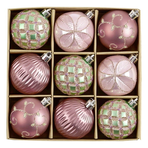 Decoración para árbol de Navidad de Hannah, 9 quilates, rosa y verde esmeralda