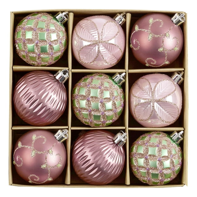 Decoración para árbol de Navidad de Hannah, 9 quilates, rosa y verde esmeralda