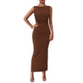 thumbnail image 1 of Vestido midi PRETTYGARDEN, ajustado fruncido de verano 2025 para mujer, 1 of 9