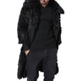 thumbnail image 2 of Somuwie Clearance Men's Long Fox Fur Faux Leather Square Collar Straw Coat, 2 of 4