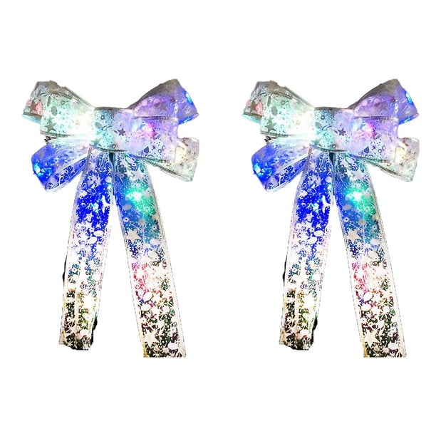 m Navidad transparente brillante arco árbol de Navidad decoración adorno de Navidad con cinta ligera Bowsliver