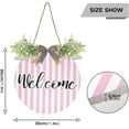 thumbnail image 3 of Coolnut Strips Of Pink and White Front Door Round, Hanging Welcome Sign, Front Door for Home, Farmhouse, Porch, Wall Hanging, Outdoor Home Decor, 3 of 7