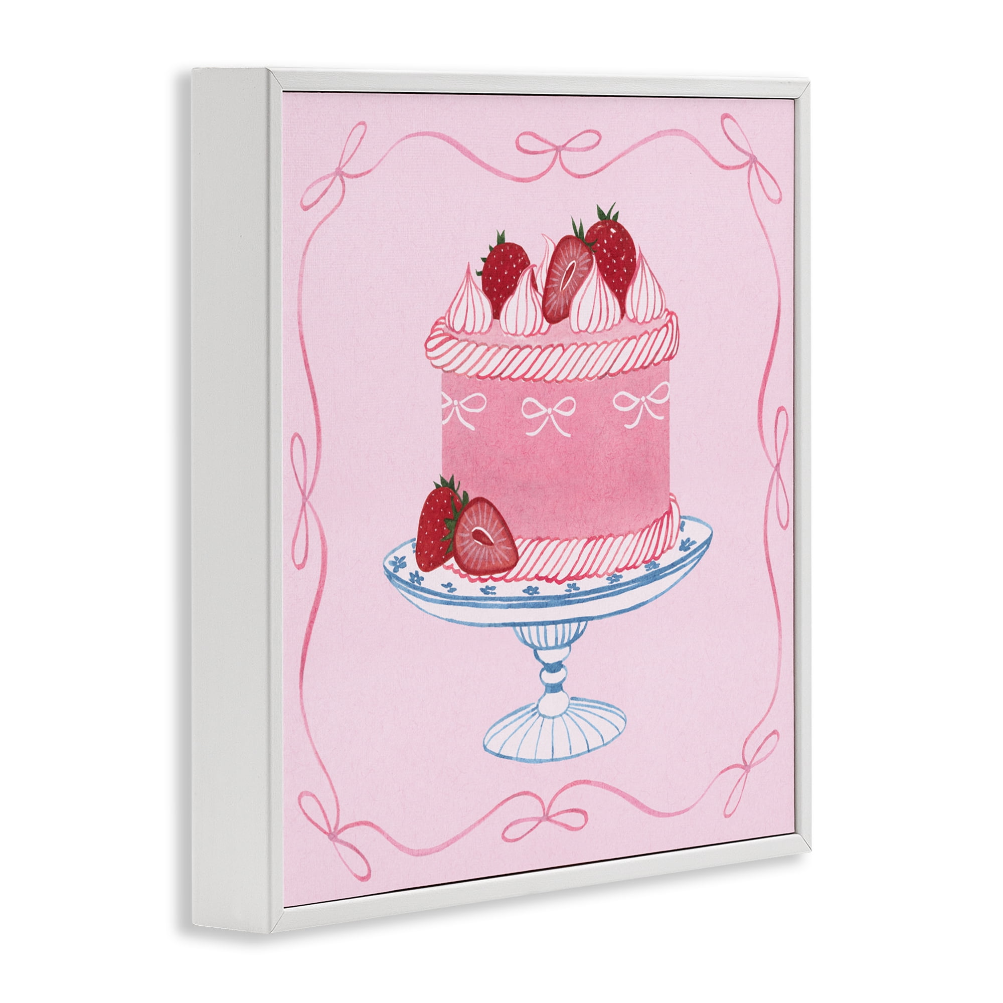 Stupell Industries Pink Strawberry Cake White Framed Giclee Art, design by Grace Popp