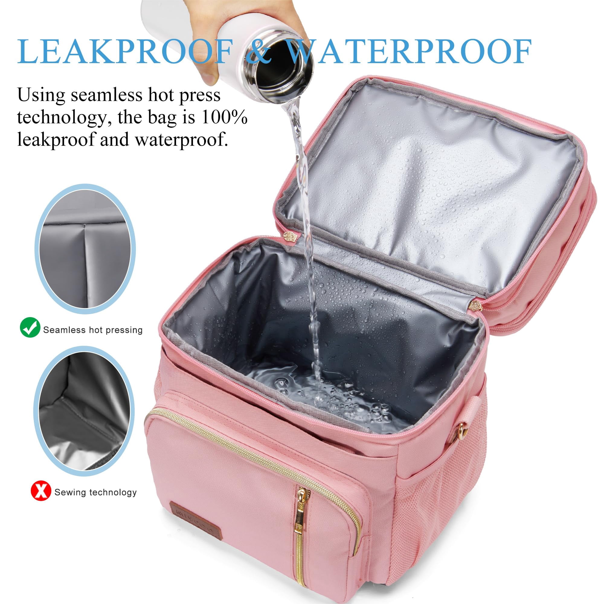 Lunch Bag & Lunch Box for Men Women, Double Deck Leakproof Insulated Soft Large Adult Camping Cooler bag for Work Beach Picnic Travel