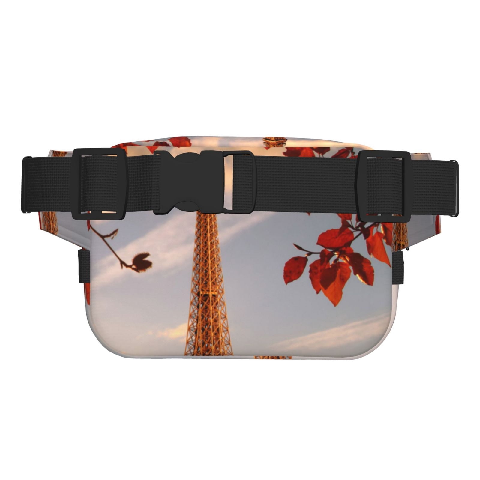 Picia Eiffel Tower Print Square Double-Layer Waist Bag Mini Adjustable Waist Belt Bag Exercise Running Travel Hiking