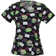 Sesame Street Women's Fashion Collection Scram V-Neck Scrub Top