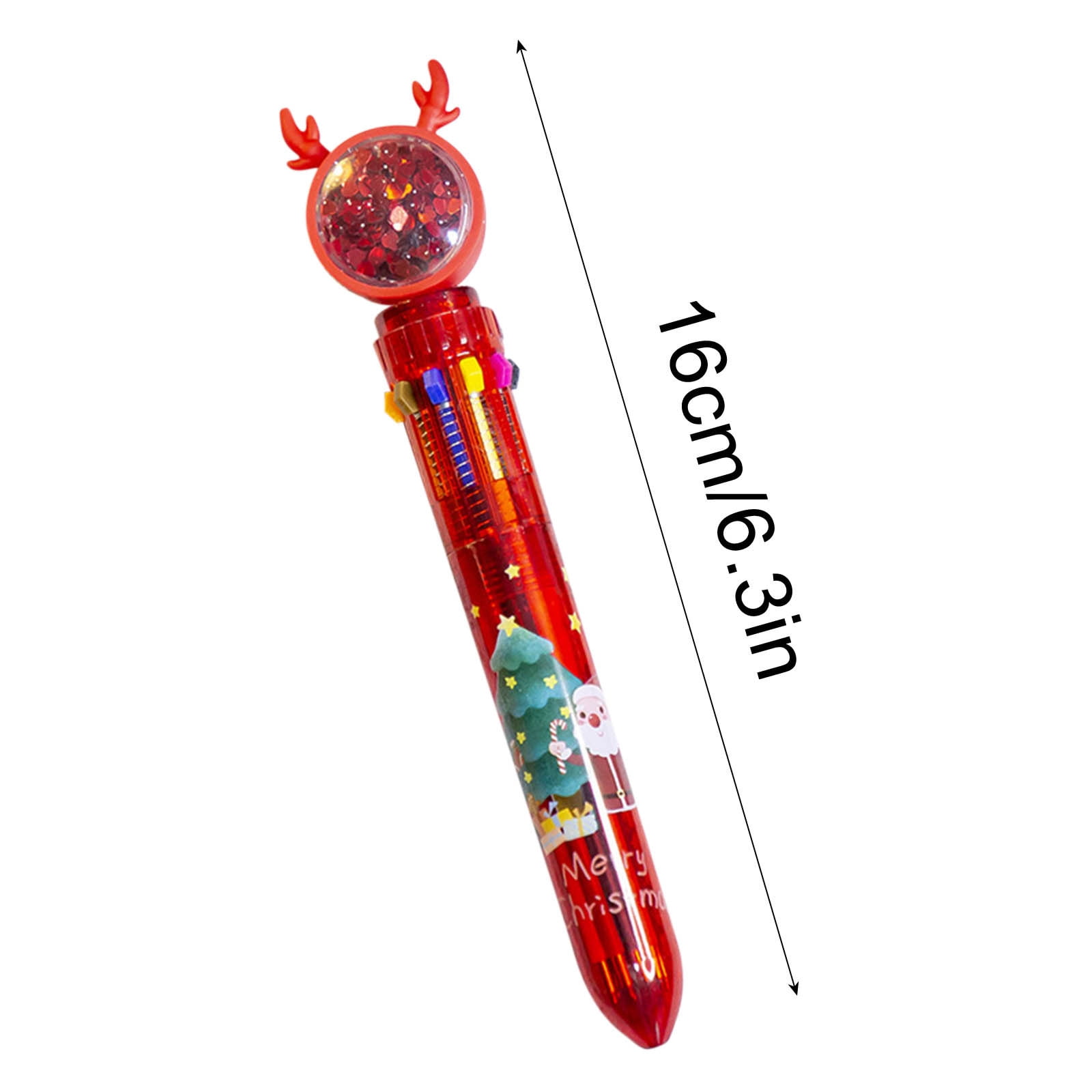 FastXmas Christmas 10 in 1 Ballpoint Pen Retractable Xmas Multicolor Ballpoint Pens 10 Colors Retractable Christmas Pens Reindeer Santa Xmas Tree Pens for Christmas Office School Gift(Red 6.3")