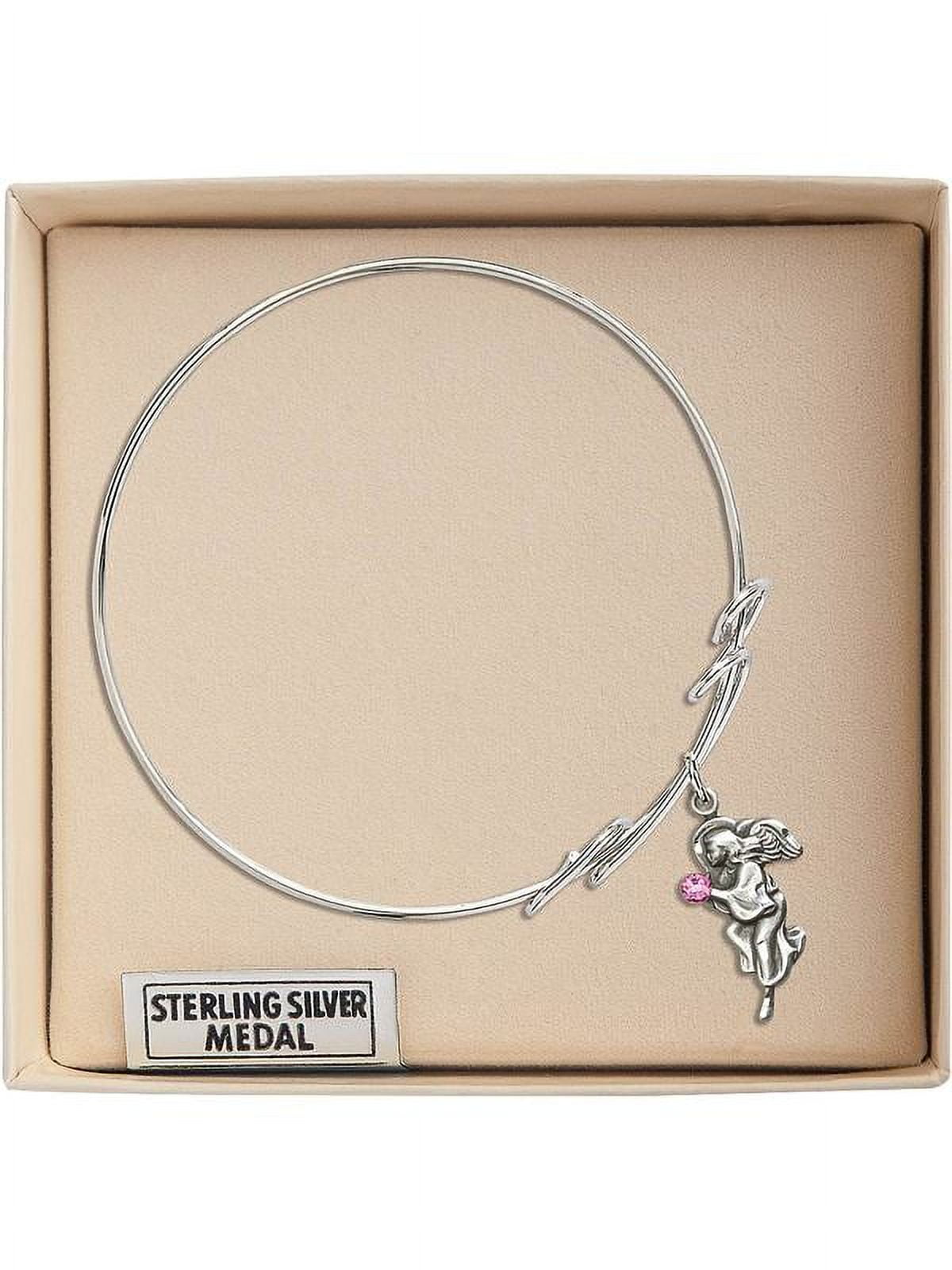 Guardian Angel Colorful Bead Bracelet - Stretchable 7.5 Inch Fimo Clay Bracelet With Miraculous Medal