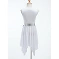 thumbnail image 6 of ranrann Girls Sleeveless Color Block Asymmetrical Lyrical Praise Dance Dress Modern Contemporary Blue&White 14, 6 of 7