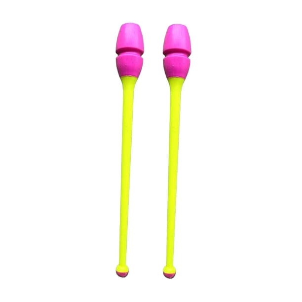 Palos de gimnasia rítmica de doble color, flexibles, 45,5 cm Cabeza rosada vara amarilla