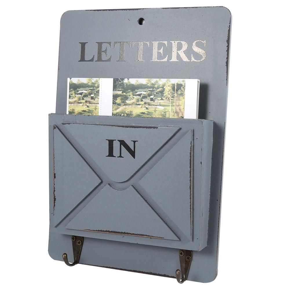 Mgaxyff Letter Holders,Wood Mail Box Letter Rack Key Holder Wall