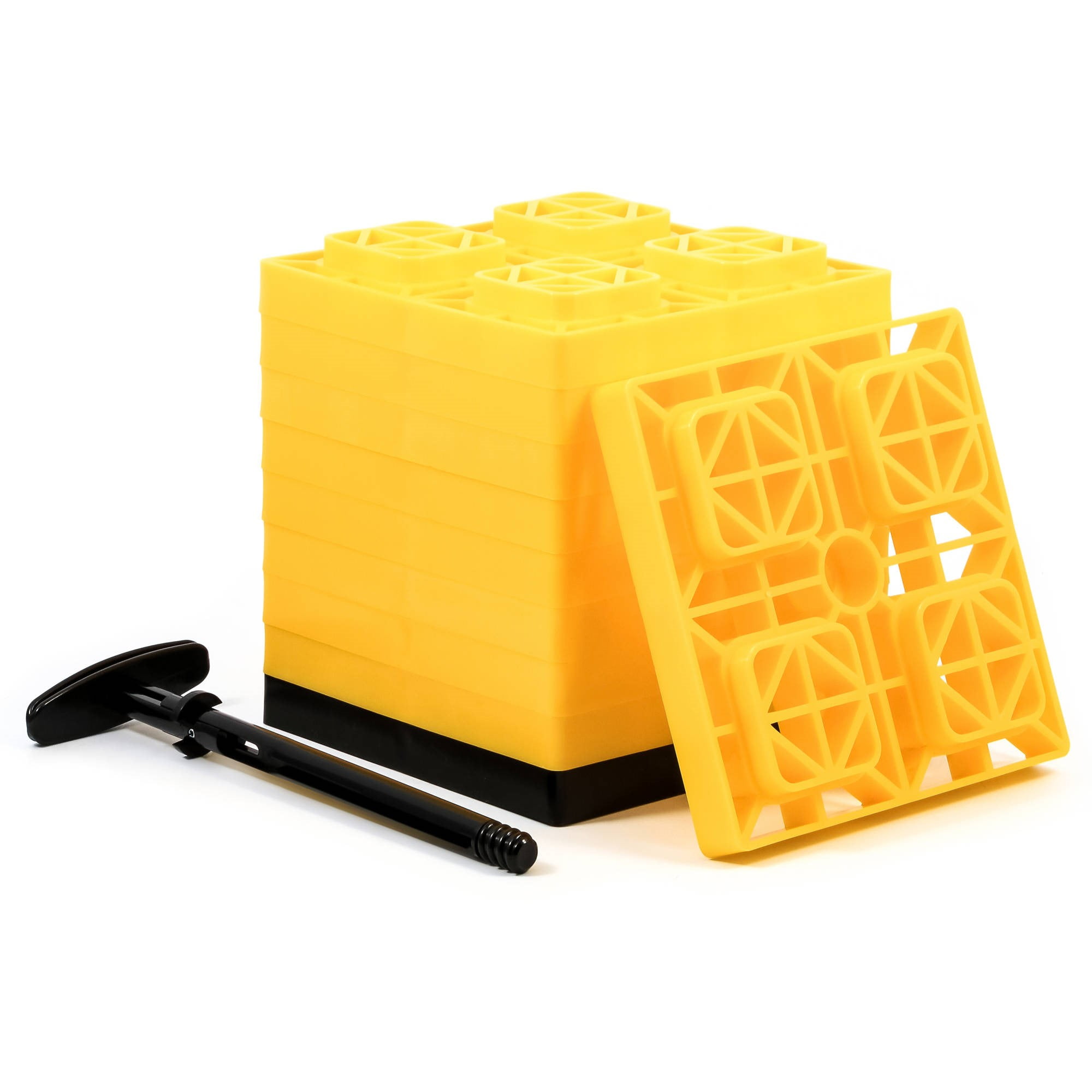 Camco FasTen Leveling Blocks with T-Handle,2x2,Yellow 10 Pk (E/F)
