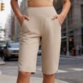 thumbnail image 3 of Tqcoqu Womens Capri Pants High Waisted Straight Leg Yoga Leggings with Pockets Workout Summer Pants,Khaki,Women's S-XXXL, 3 of 7