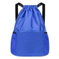 thumbnail image 4 of Mochila con cordón Jinwen resistente al agua con almacenamiento de bolsillo frontal Azul, 4 of 8
