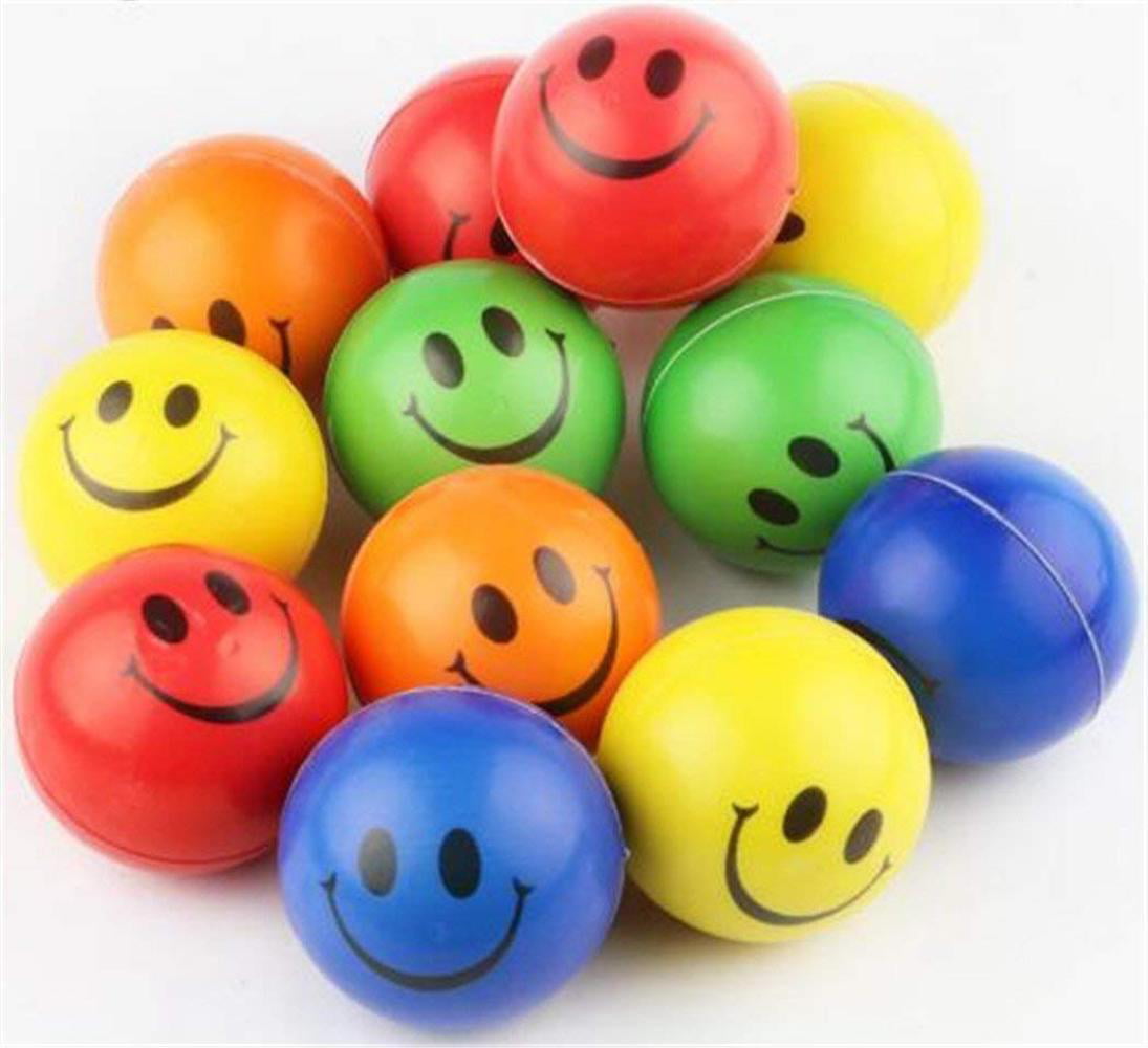 12 Smile Stress Squeeze Balls Assorted Color 25 Inch Set Of 12