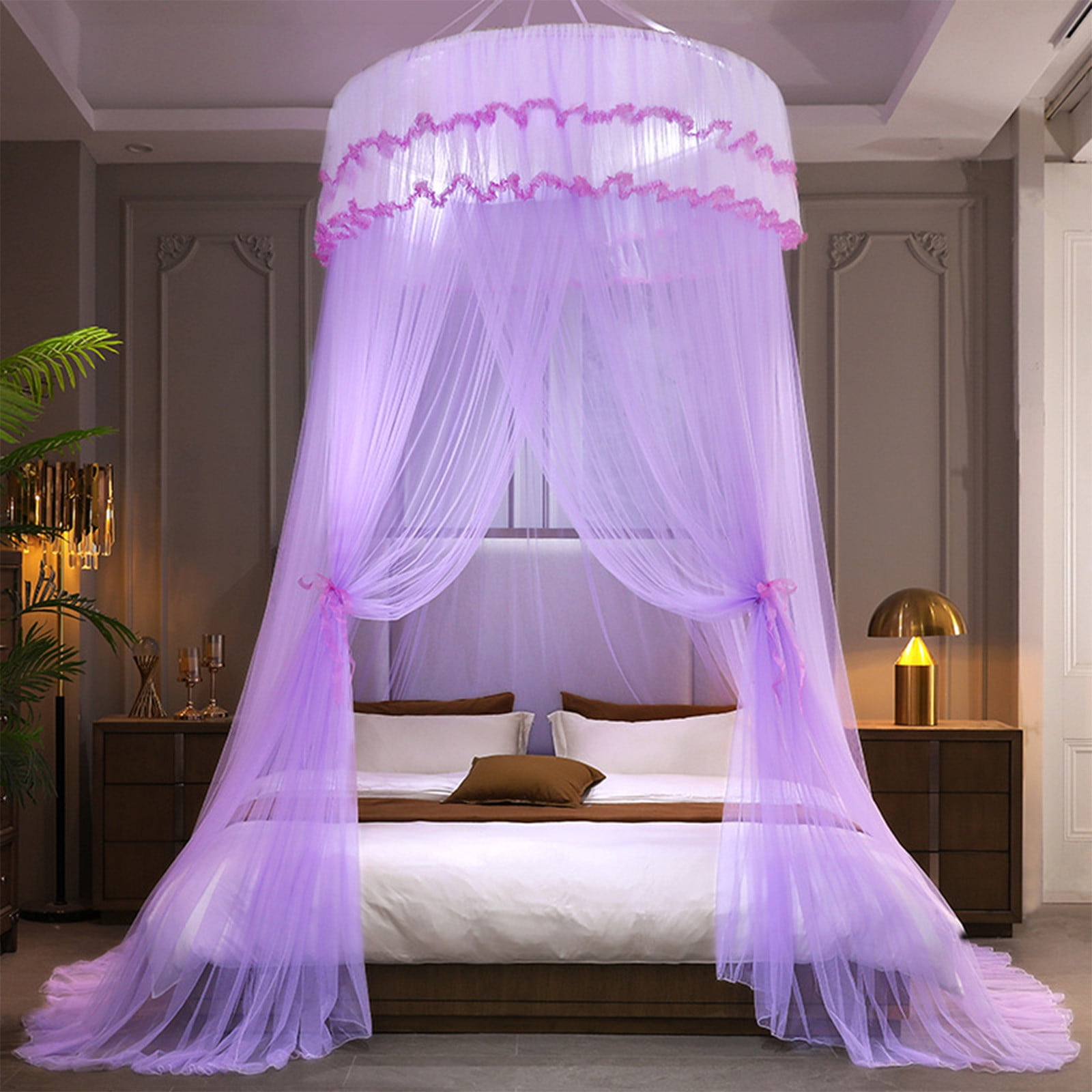 Qholemyo No-installation Ceiling-mounted Dome Mosquito Net Encrypted And Foldable Mosquito Net Household Princess-style Floor-standing Mosquito Net