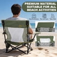 thumbnail image 6 of Coliware Folding Backpack Beach Chair, Army Green Compact Lightweight Camping Chair with Carry Bag Cup Holder, Outdoor Reclining Low-Profile Travel Chair for Adults, Heavy-Duty, 6 of 10