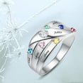 thumbnail image 5 of Personalized Custom Name Rings For Women 925 Sterling Silver Infinity Mother 6 Round Cut Simulated Birthstones Twisted Stacking Engagement Wedding Ring, 5 of 5