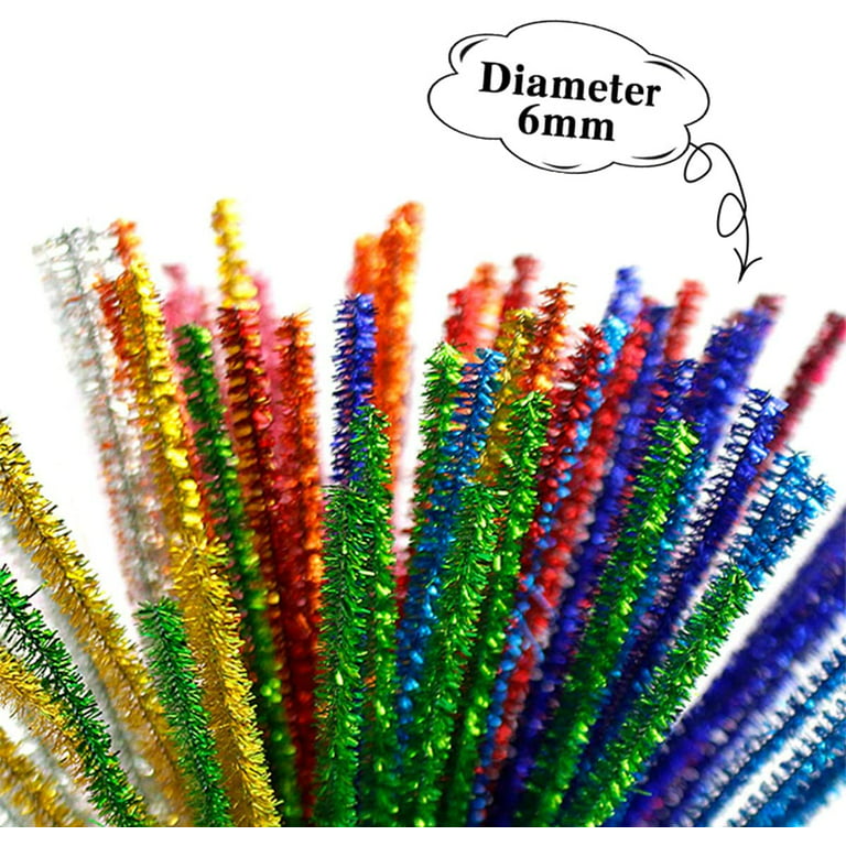 100Pcs Glitter Pipe Cleaners Sparkle Chenille Tinsel Stems Pipe Cleaners  Metallic Fuzzy Pipe Cleaners Craft Supplies for DIY Art Craft Making,  Halloween or Christmas Decorative Accessories 