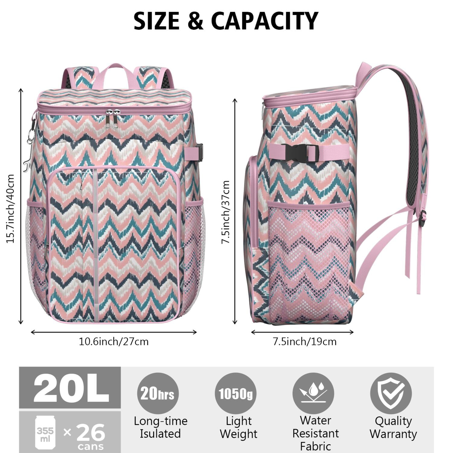 Travel Cooler Bag - Boho Bohemia Pioneer Flower Geometric Line Art Camping Beer Cooler Backpack with Bottle Opener- Waterproof Insulated Picnic Backpacks - Cooler Bag for Beach